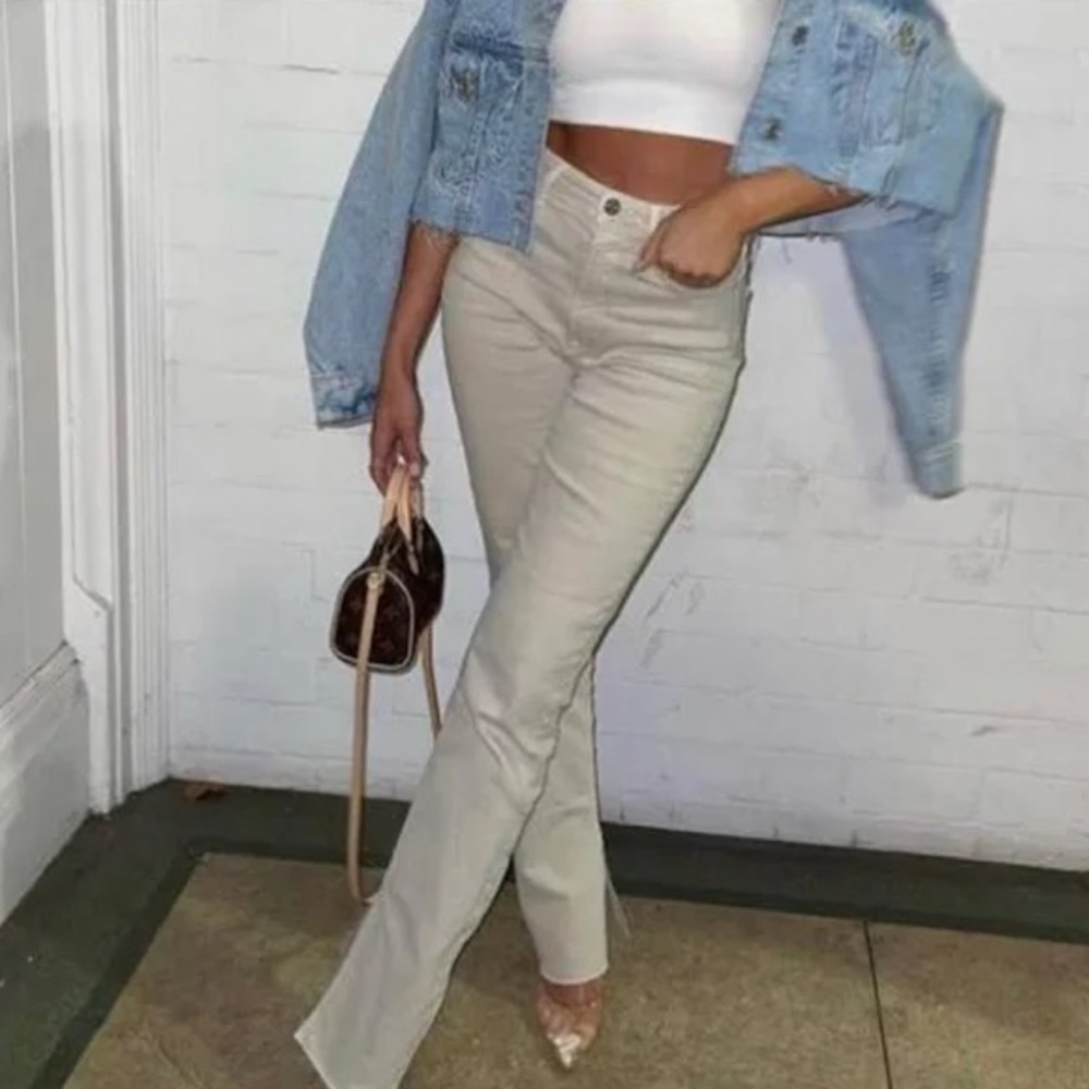 Brand new Zara light grey split hem jeans